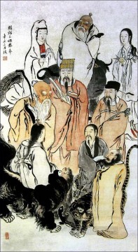 Figuras Qi Baishi chinas antiguas. Pinturas al óleo